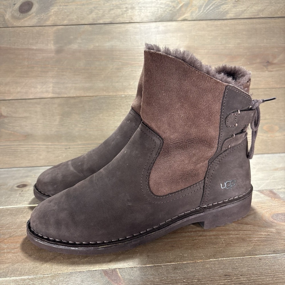 ugg naiyah womens size 9.5 shoes brown suede shearling lined snow boots